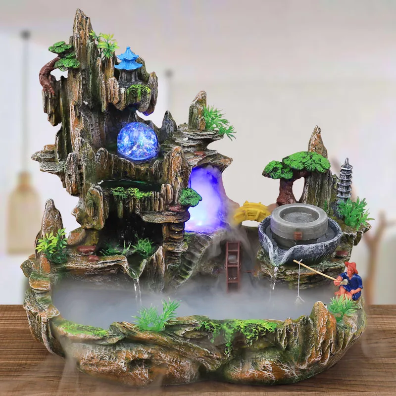 Bonsai Garden Fountain - マウンテンビューロッカリー噴水水循環小型水槽庭盆栽装飾幸運風水装飾品