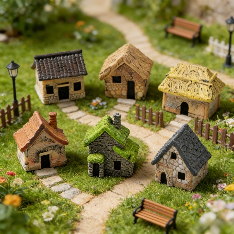 5個入り樹脂製ミニチュア手作りハウスセット アウトドアガーデ - Bonsai Garden Miniature のレビューと価格