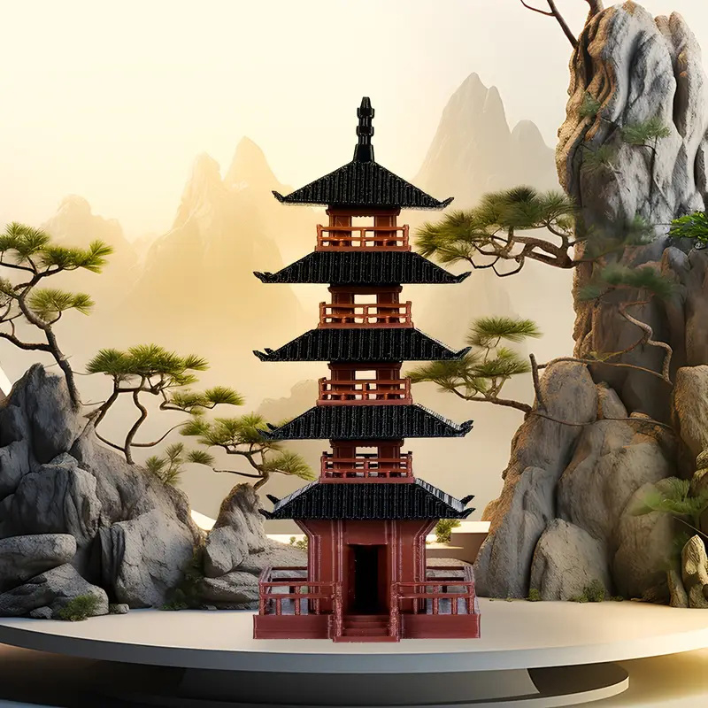 庭の水族館盆栽装飾ミニ塔像中国古代建物モデルパビリオン装飾シ - Bonsai Garden Mini のレビューと価格