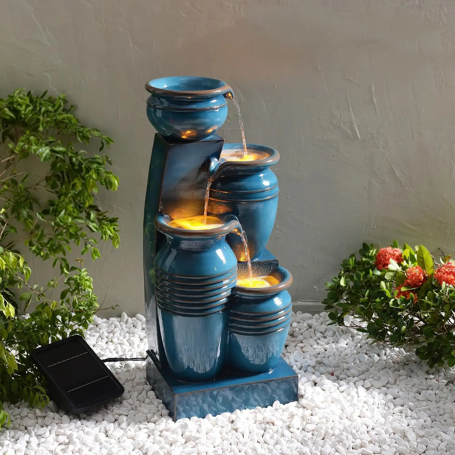28.7インチ 4段カスケードボウル ソーラーパワー式噴水  - Bonsai Garden Fountain のレビューと価格