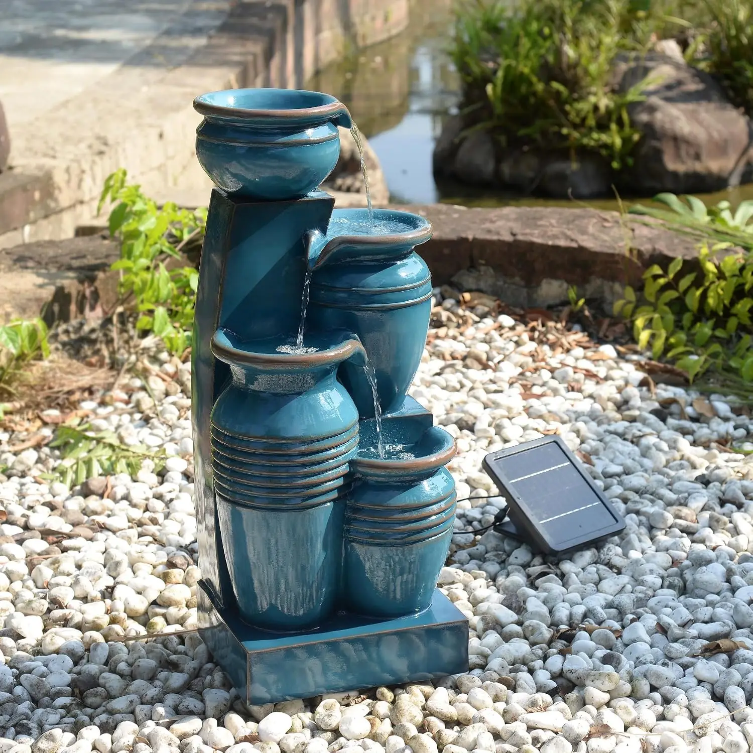 28.7インチ 4段カスケードボウル ソーラーパワー式噴水  - Bonsai Garden Fountain のレビューと価格