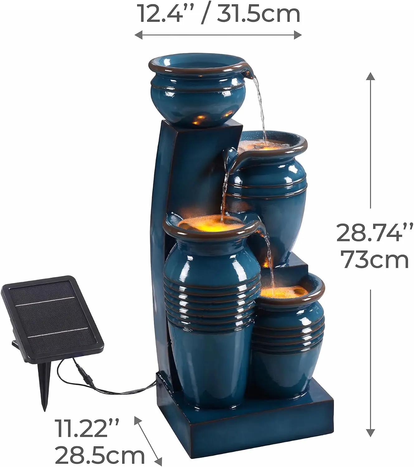 28.7インチ 4段カスケードボウル ソーラーパワー式噴水  - Bonsai Garden Fountain のレビューと価格