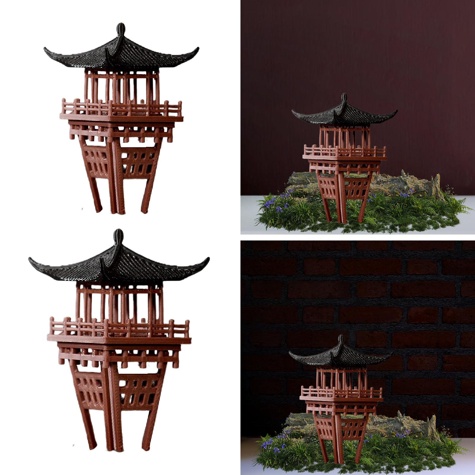 ミニチュア中国風パビリオン装飾品 伝統的なプラスチック製ガー - Bonsai Garden Miniature のレビューと価格