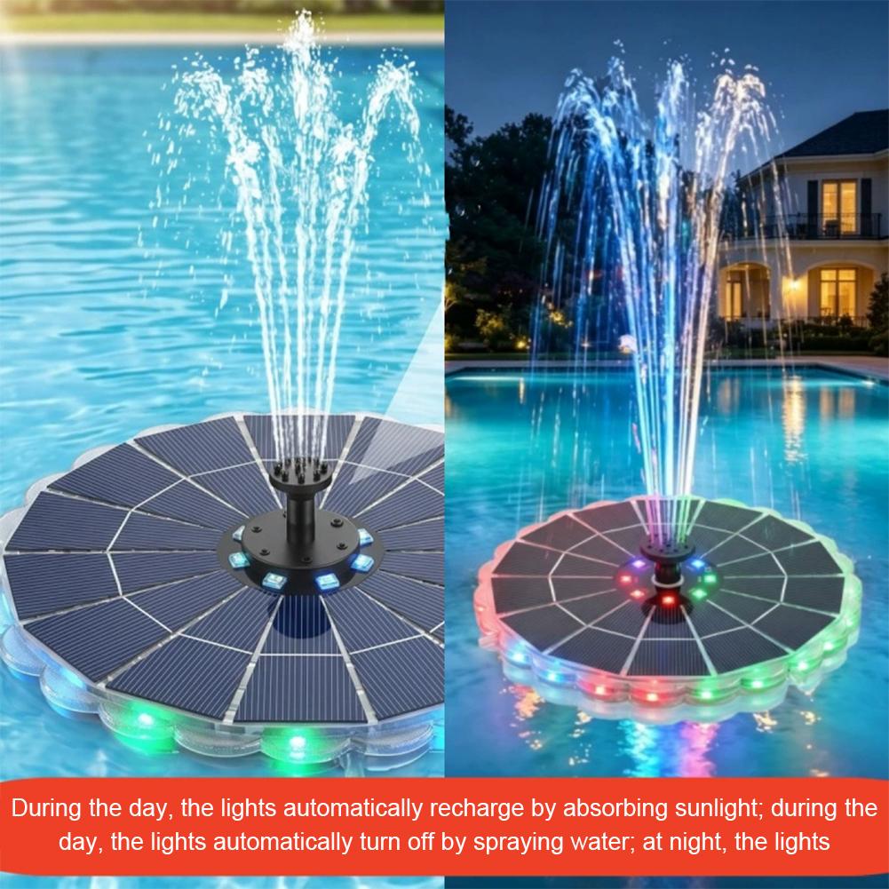3.5W屋外ソーラー噴水ポンプキット、7つのノズル、7色ライ - Bonsai Garden Fountain のレビューと価格