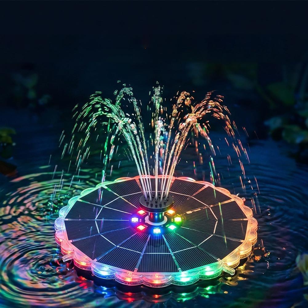 3.5W屋外ソーラー噴水ポンプキット、7つのノズル、7色ライ - Bonsai Garden Fountain のレビューと価格