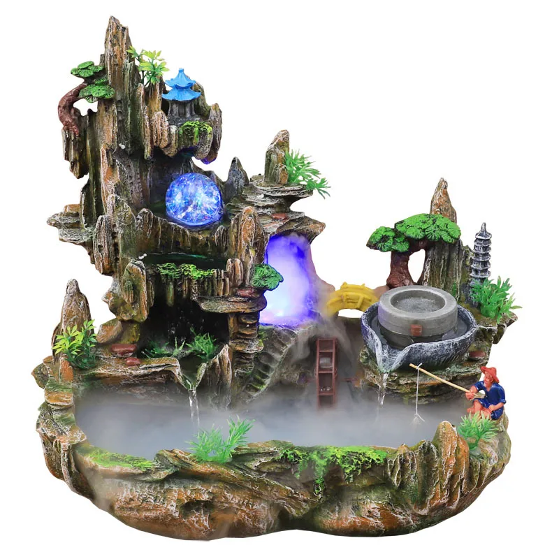 マウンテンビューロッカリー噴水水循環小型水槽庭盆栽装飾幸運風 - Bonsai Garden Fountain のレビューと価格