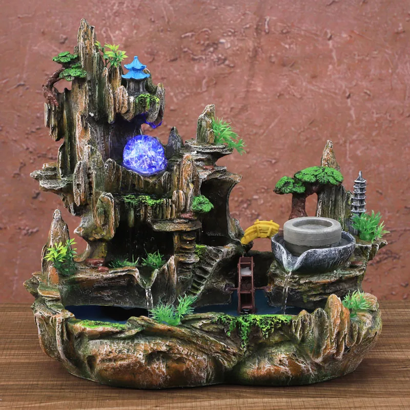 マウンテンビューロッカリー噴水水循環小型水槽庭盆栽装飾幸運風 - Bonsai Garden Fountain のレビューと価格