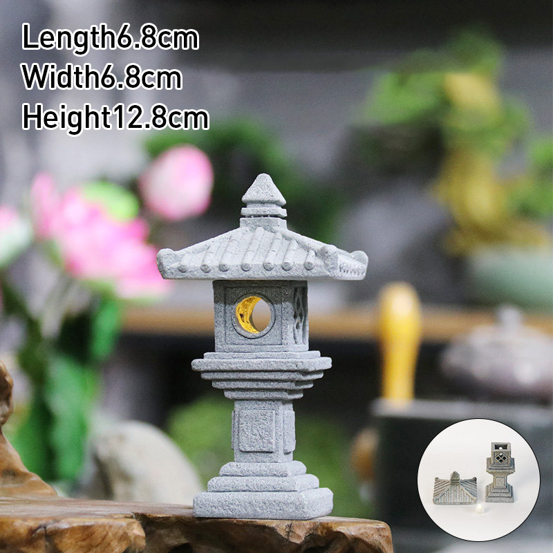 ヴィンテージ禅ミニチュア砂岩塔パビリオン装飾品ランタン置物日 - Bonsai Garden In Japan のレビューと価格