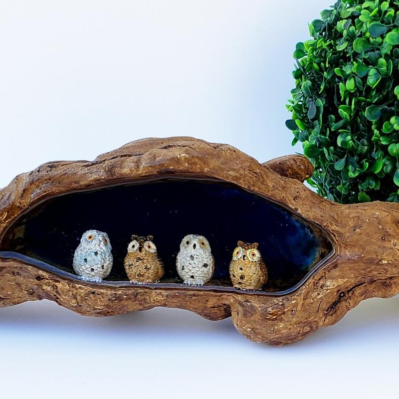 4 個樹脂ミニフクロウミニチュア動物置物 DIY マイクロ風 - Bonsai Garden Miniature のレビューと価格