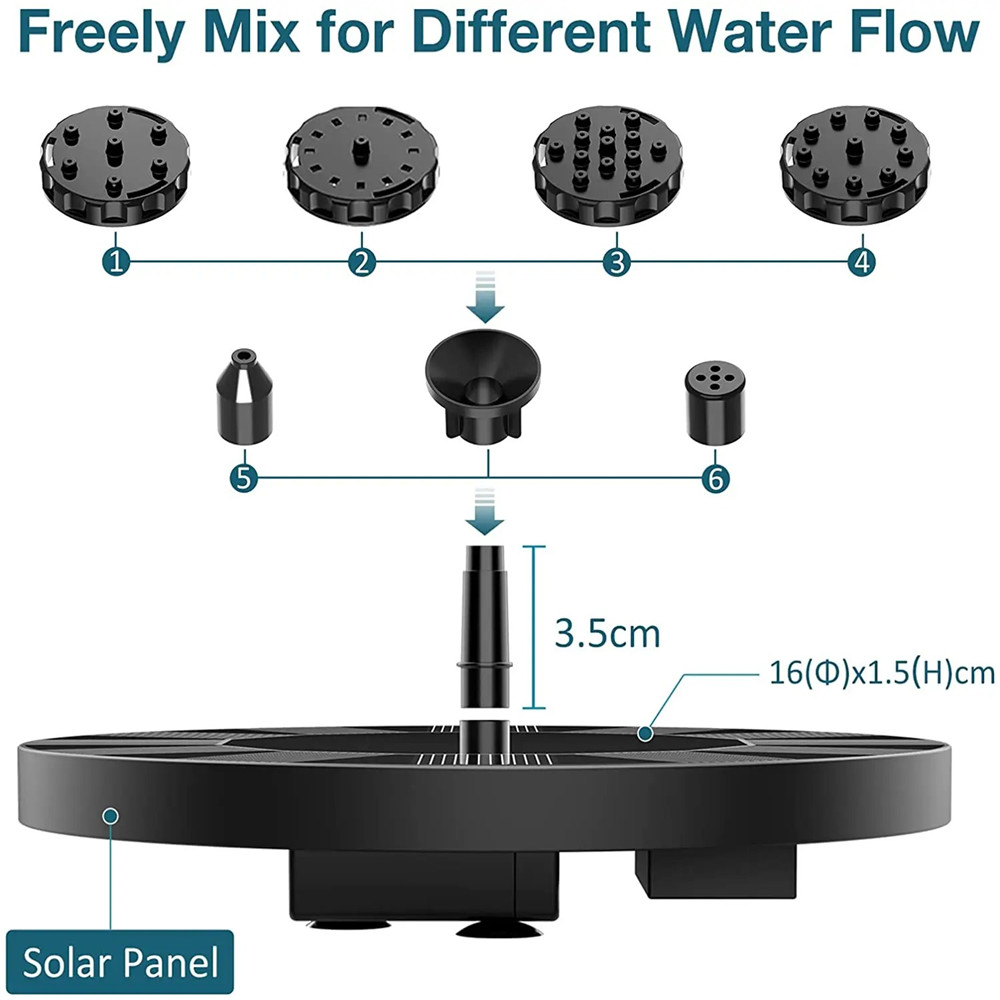 フローティングソーラーパネル,13cm,噴水,ポンプ,バード - Bonsai Garden Fountain のレビューと価格