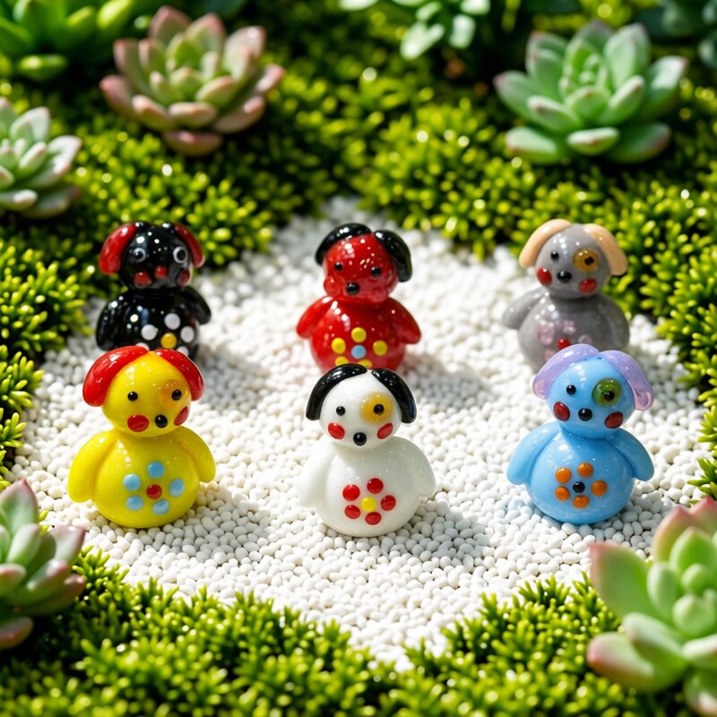 手作ミニガラス犬フィギュア 可愛いカワイイ小さなキャラクター - Bonsai Garden In Japan のレビューと価格